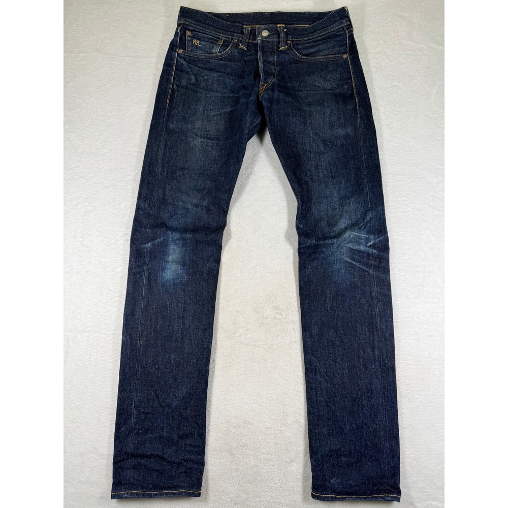 RRL Ralph Lauren Slim Fit Double RL Selvedge Denim Jeans Dark Wash USA 30x32